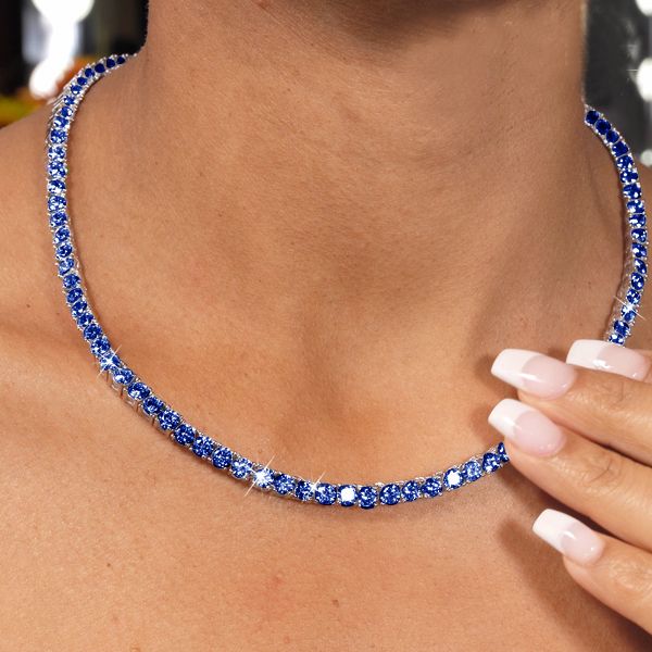 Liv | Blue Sapphire Necklace Tennis Necklace For Women