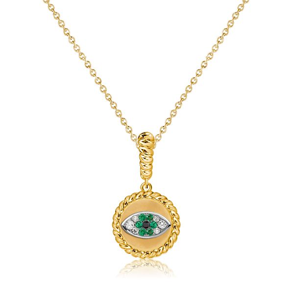Jaycee | Emerald Evil Eye Necklace For Women Golden Necklace