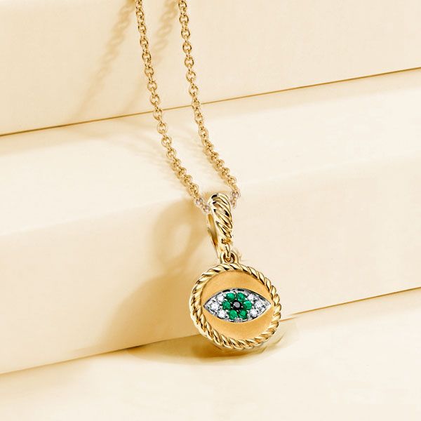 Jaycee | Emerald Evil Eye Necklace For Women Golden Necklace