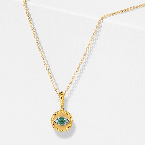Jaycee | Emerald Evil Eye Necklace For Women Golden Necklace