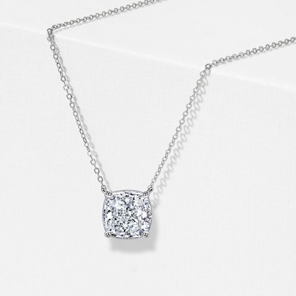 Novalee | Cushion Cut White Pendant Necklace Solitaire Necklace