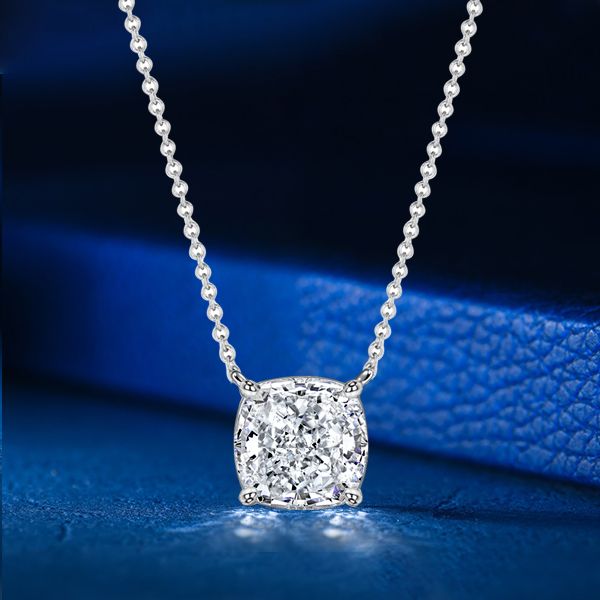 Novalee | Cushion Cut White Pendant Necklace Solitaire Necklace