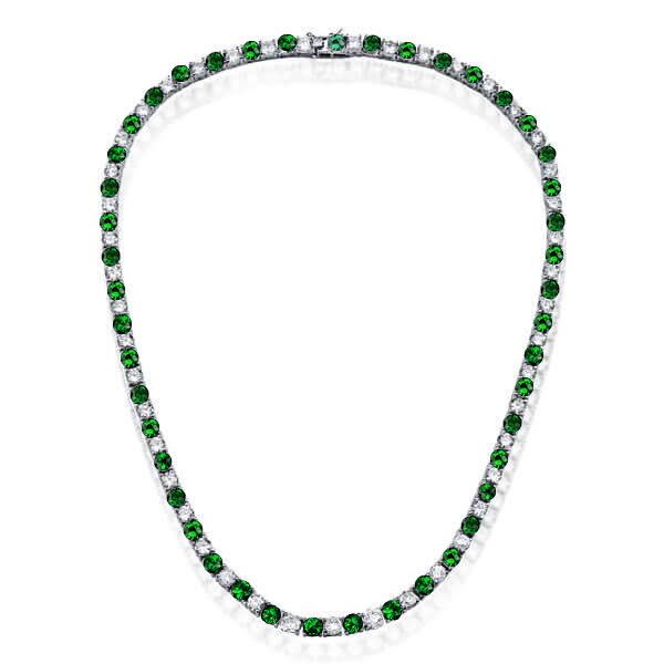 Keilani | Emerald & White Sapphire 4.5 mm Tennis Necklace For Women