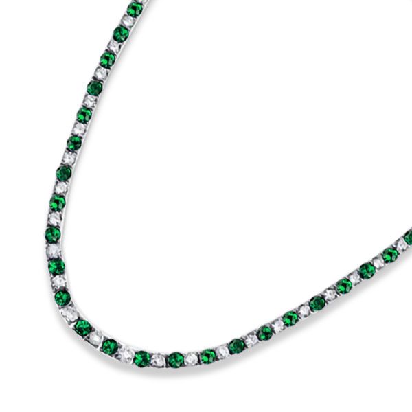Keilani | Emerald & White Sapphire 4.5 mm Tennis Necklace For Women
