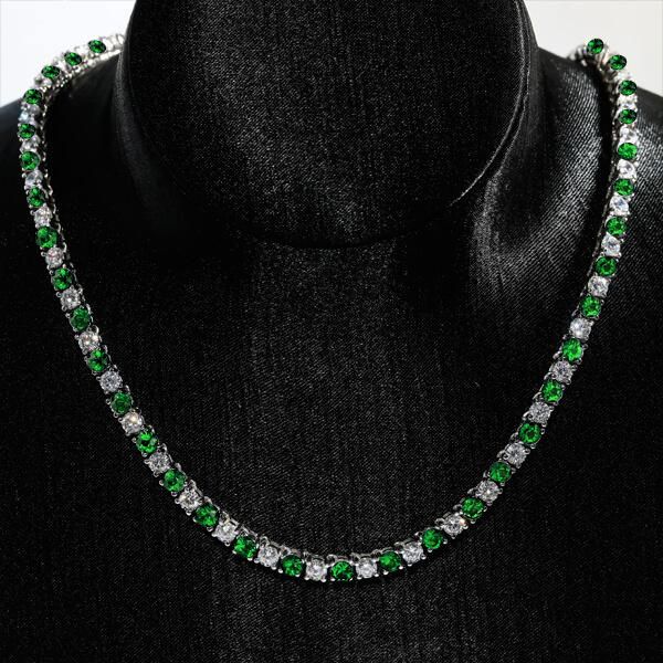 Keilani | Emerald & White Sapphire 4.5 mm Tennis Necklace For Women