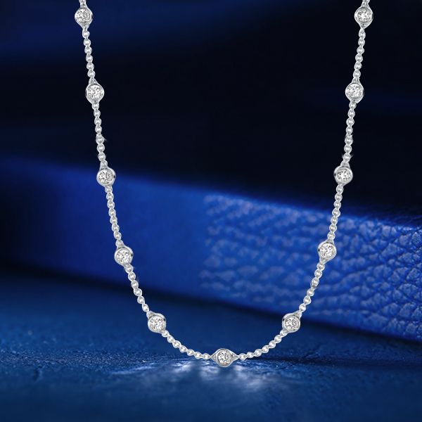 Marisol | White Sapphire Necklace Bezel Set Tennis Necklace