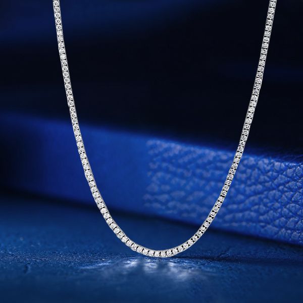 Alianna | 3.00 MM White Sapphire Round Cut Tennis Necklace For Women