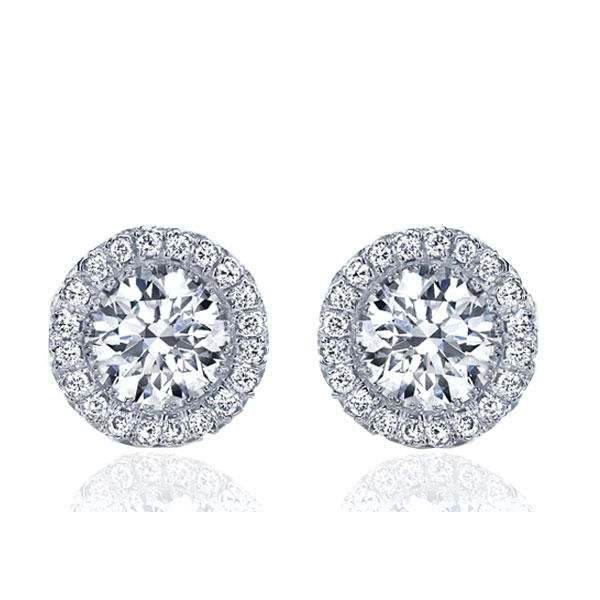 Siya | Halo Round Cut Stud Earring Silver Earrings For Women