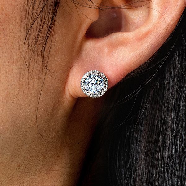 Siya | Halo Round Cut Stud Earring Silver Earrings For Women