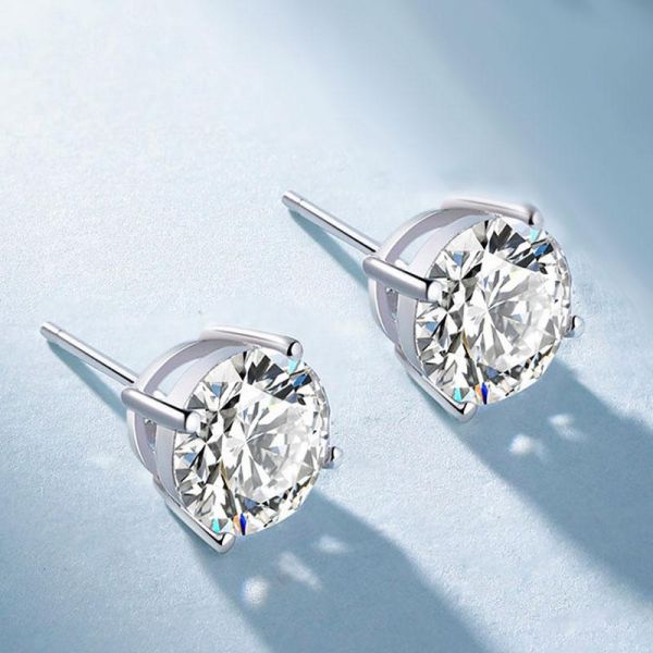 Zora | Round Cut Silver Earrings Stud Earring For Women