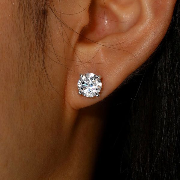 Zora | Round Cut Silver Earrings Stud Earring For Women