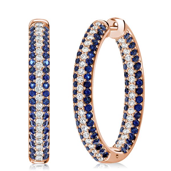 Jolie | Secure Hoop Earrings Blue Sapphire Earrings Silver Hoop Earrings For Women
