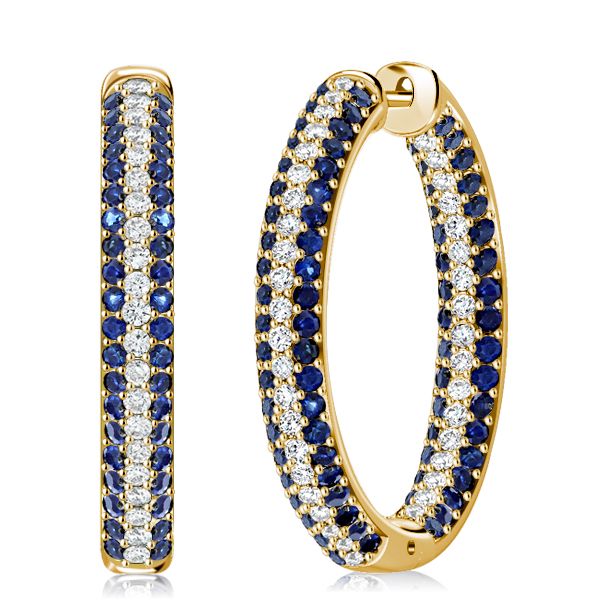 Jolie | Secure Hoop Earrings Blue Sapphire Earrings Silver Hoop Earrings For Women