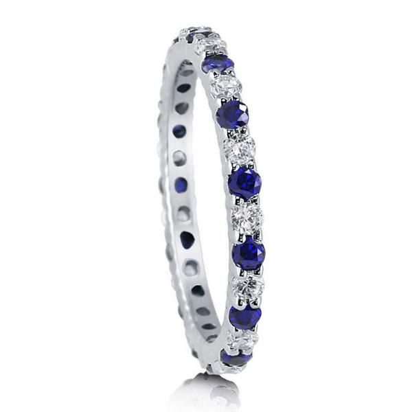 Emmeline | White & Blue Sapphire Eternity Wedding Band For Women