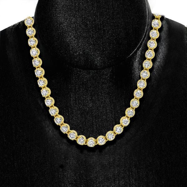 Carly | Classic Golden Round Tennis Necklace