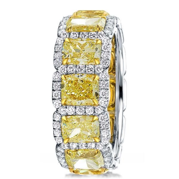 Ada | Yellow Golden Prong Cushion Cut Wedding Band For Women