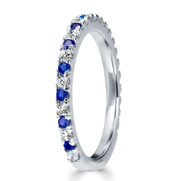 Yaretzi | Round Cut Bule & White Wedding Band For Women