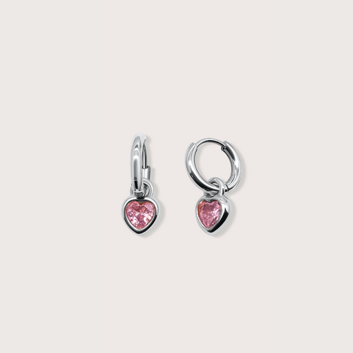 Raina | Heart Drop Earrings (Pink)