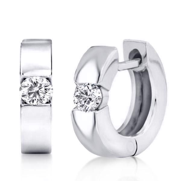 Ashlyn | Round Cut Single Stone Sterling Silver Hoop Earrings