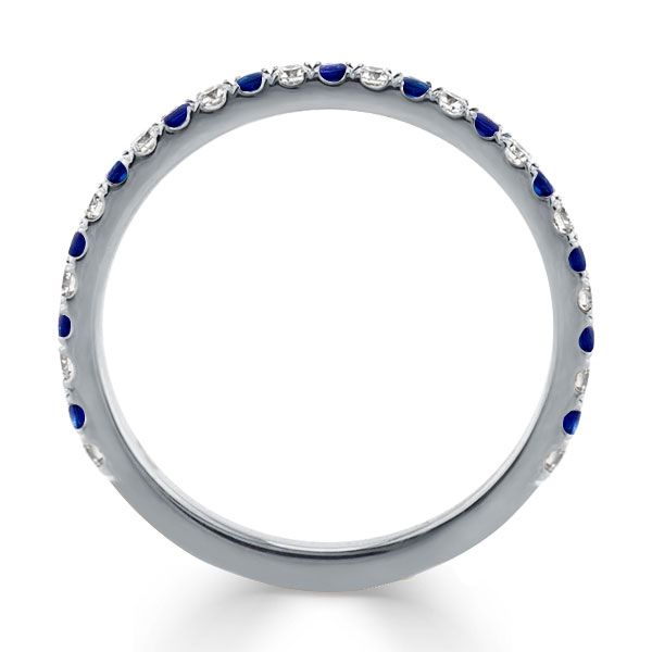 Yaretzi | Round Cut Bule & White Wedding Band For Women