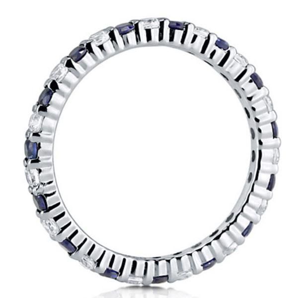 Emmeline | White & Blue Sapphire Eternity Wedding Band For Women