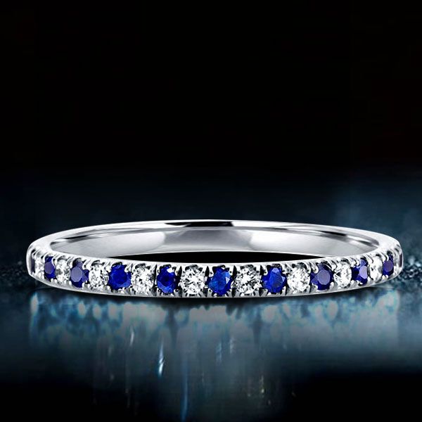 Yaretzi | Round Cut Bule & White Wedding Band For Women