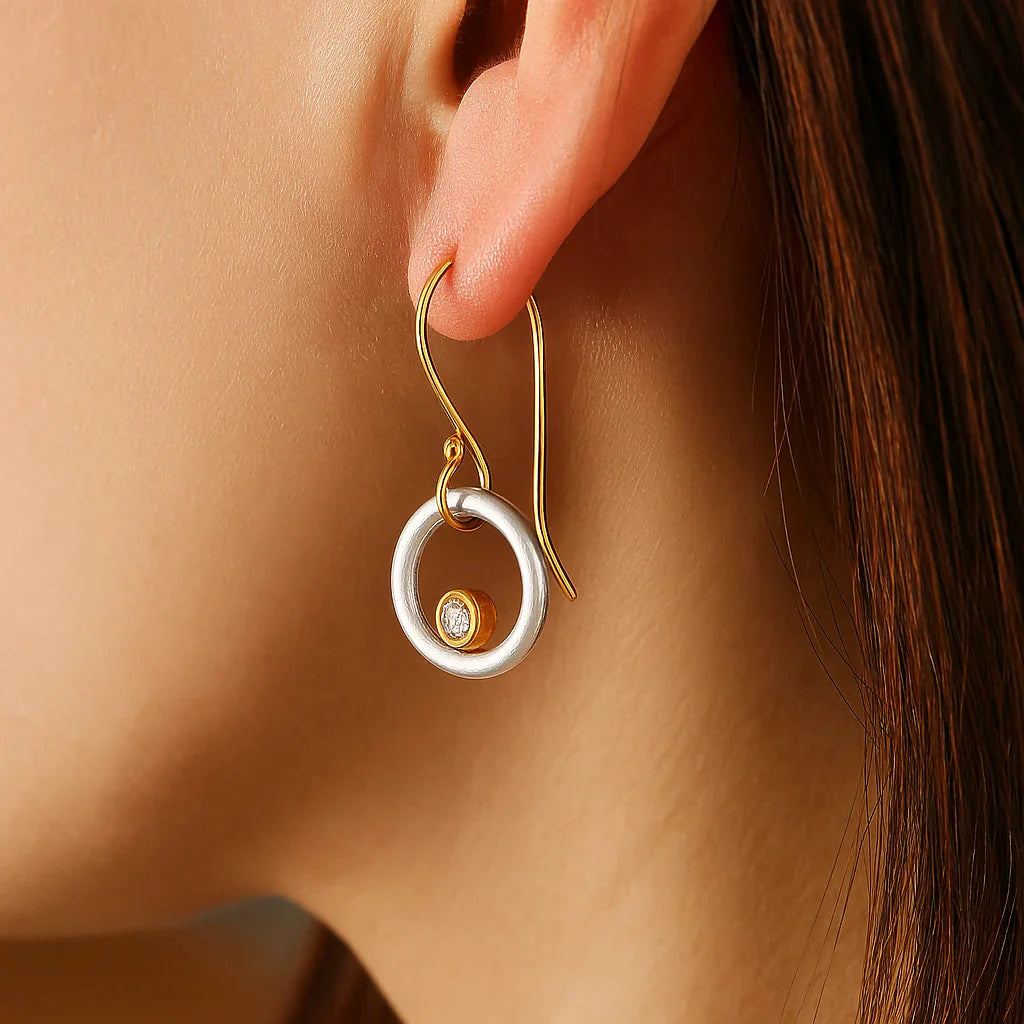 Grace | Vintage Gold & Silver Zirconia Earrings