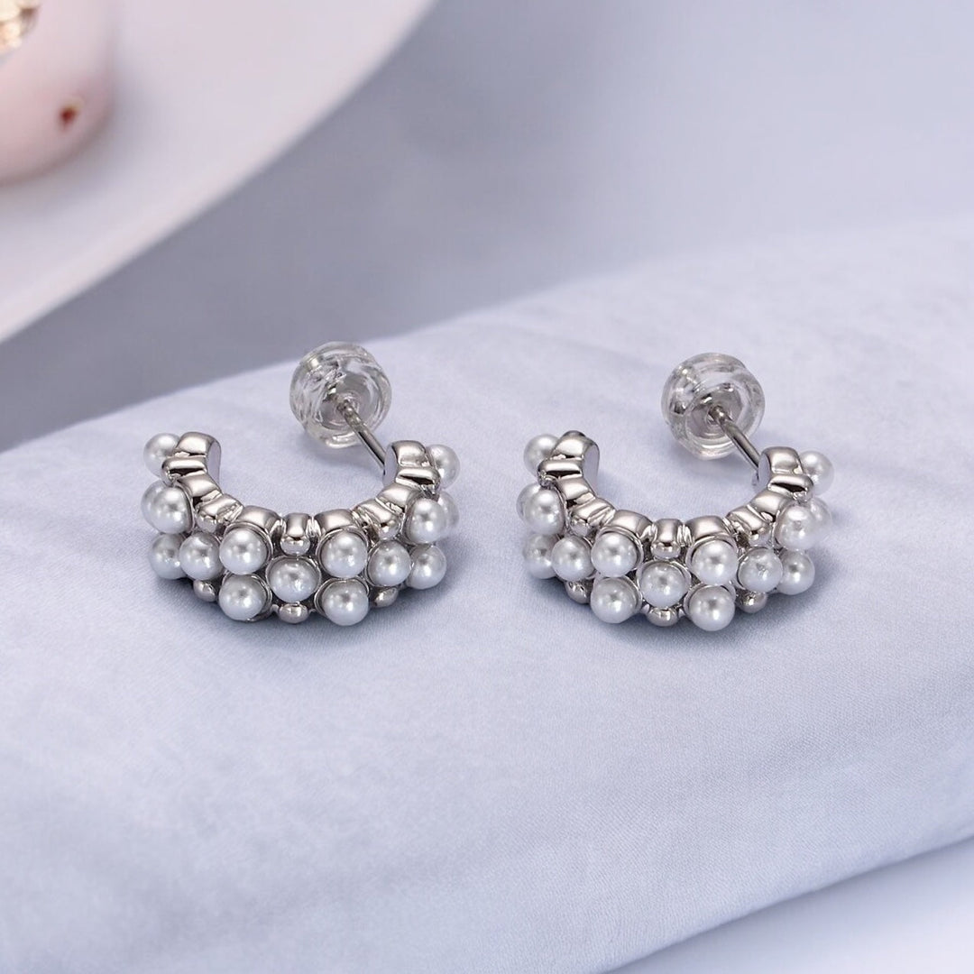 Brinley | Sabrina Pearl Lined Hoop Earrings