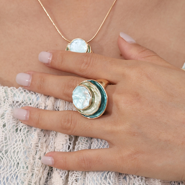 Magnolia | Boho Triple-Layer Enamel Ring
