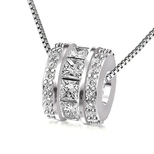 Cielo | Princess & Round Cut Sterling Silver Pendant Necklace