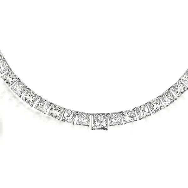 Malaya | Classic Princess Cut Tennis Necklace