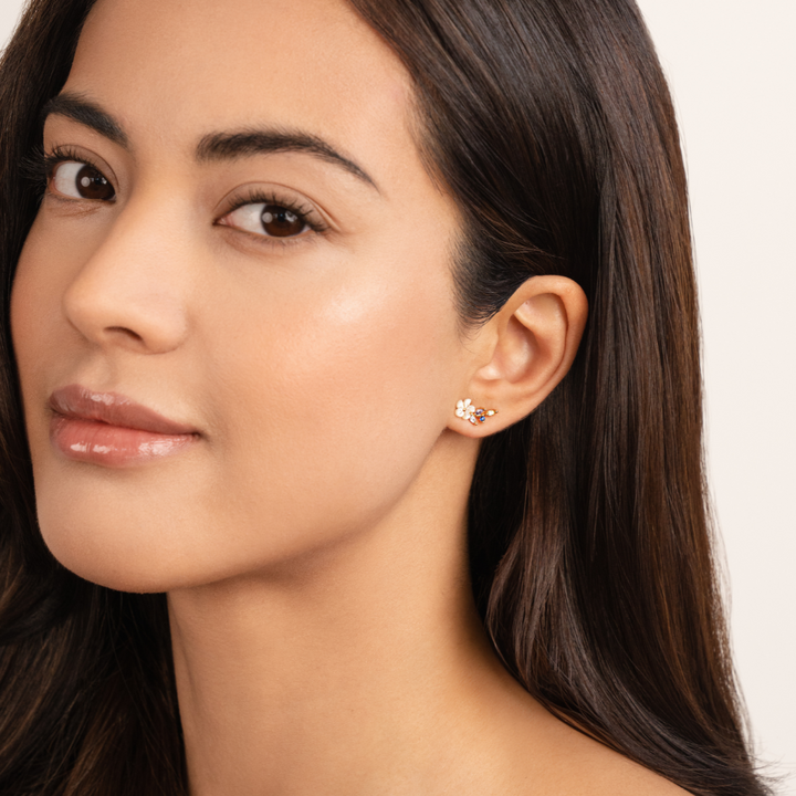 Sunny | Crystal White Blossom Earrings
