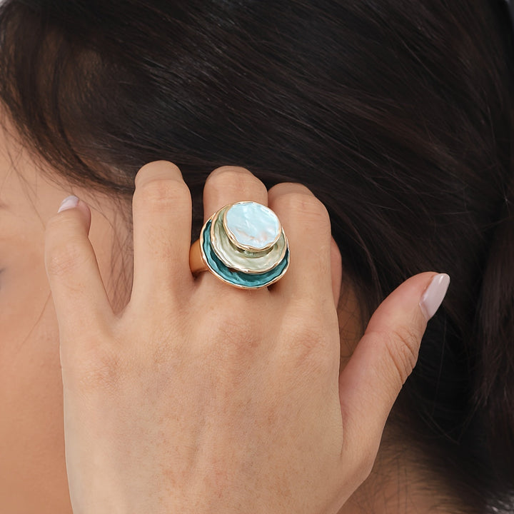 Magnolia | Boho Triple-Layer Enamel Ring