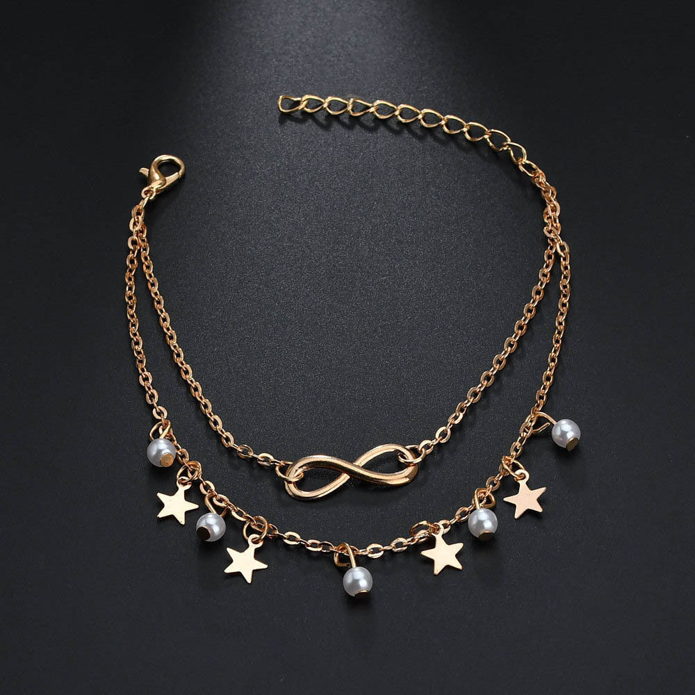 Alani | Infinity Anklet Bracelet + Pearls and Stars