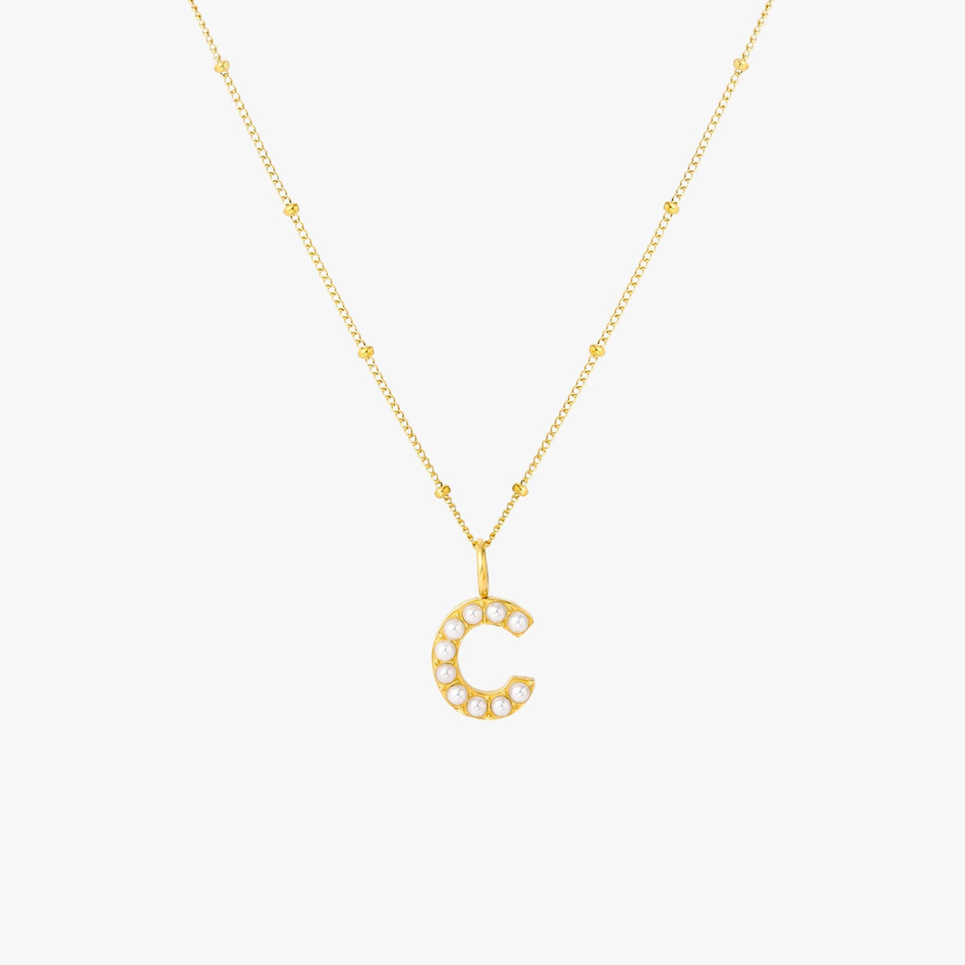 Amanda | Pearl Initial Necklace