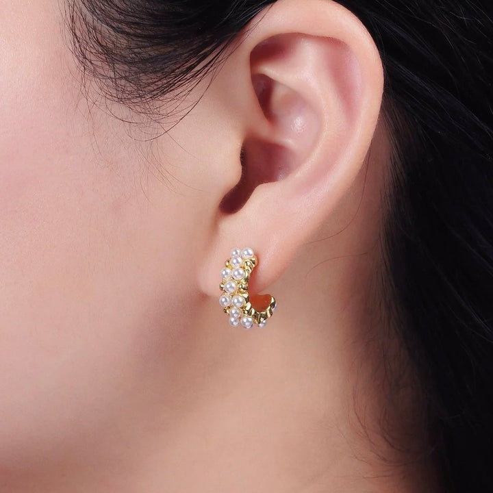 Brinley | Sabrina Pearl Lined Hoop Earrings