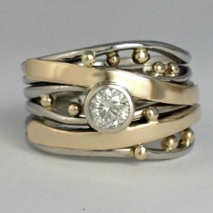 Emery | Vintage Gold Inlaid Zirconia Ring