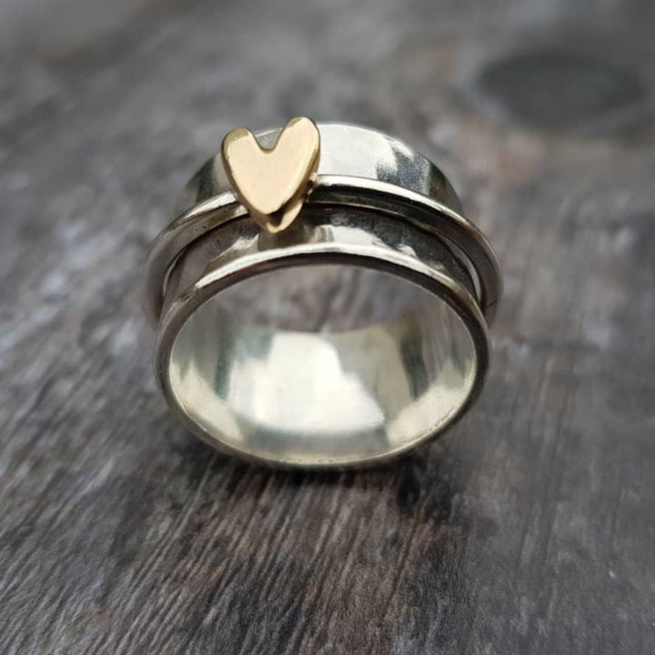 Monroe | Golden Heart Silver Ring