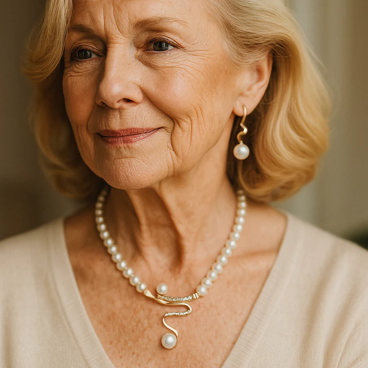 Colette | Natural Pearl Necklace + Earrings Set