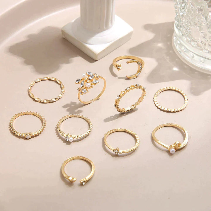 Maribel | Bohemian Silver & Gold Ring Set