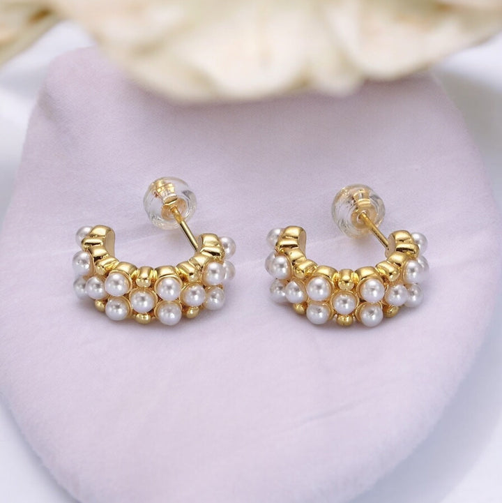 Brinley | Sabrina Pearl Lined Hoop Earrings