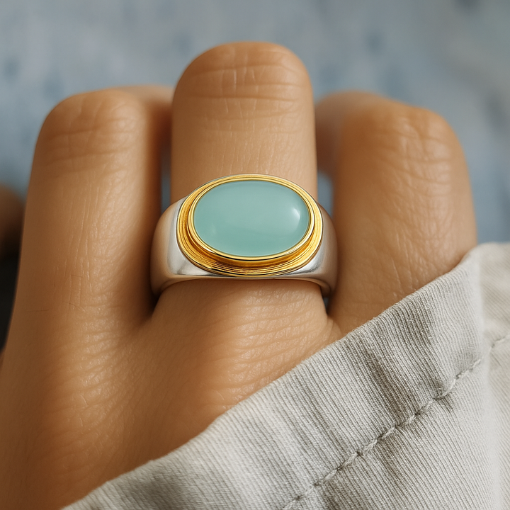 Lyra | Vintage Green Moonstone Ring
