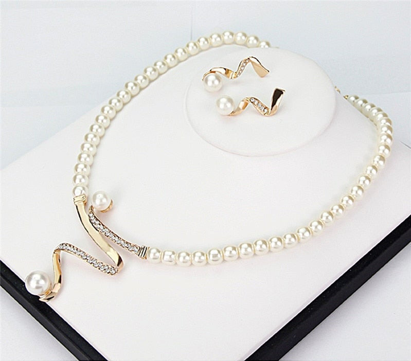 Colette | Natural Pearl Necklace + Earrings Set