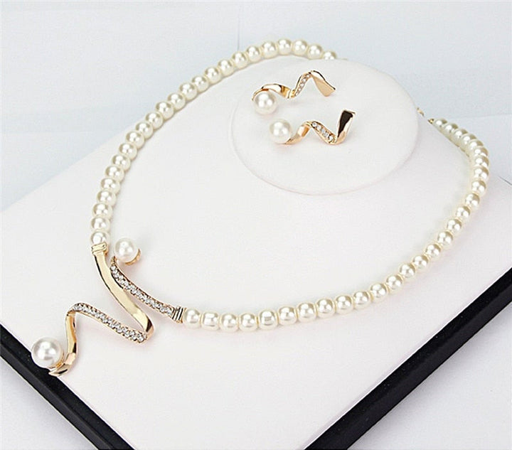 Colette | Natural Pearl Necklace + Earrings Set
