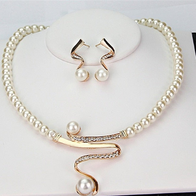 Colette | Natural Pearl Necklace + Earrings Set