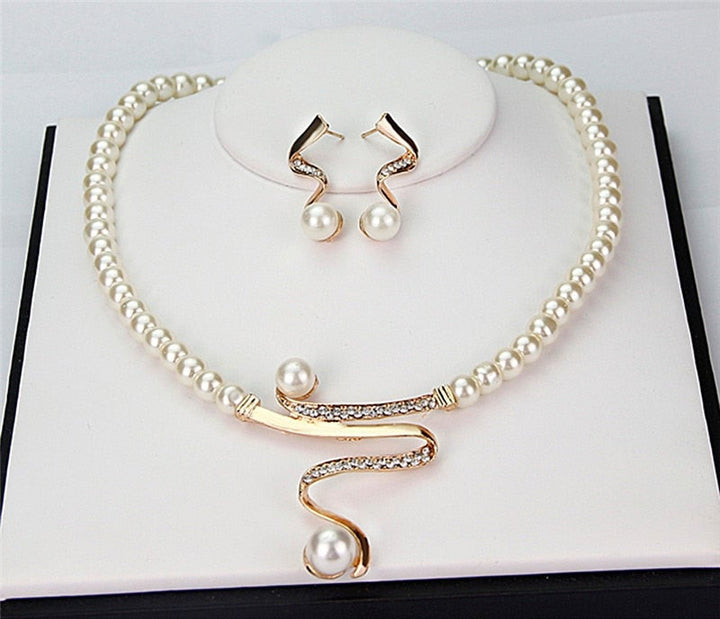 Colette | Natural Pearl Necklace + Earrings Set