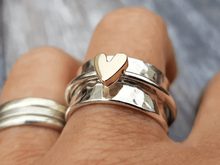 Monroe | Golden Heart Silver Ring