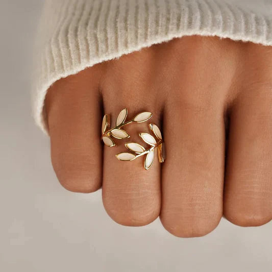 Aurora | White Opal Leaf Ring