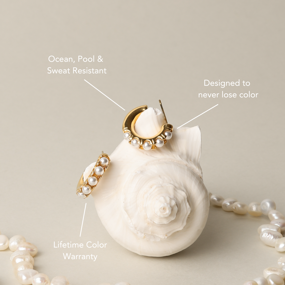 Alexis | Mini Pearl Huggies Earrings