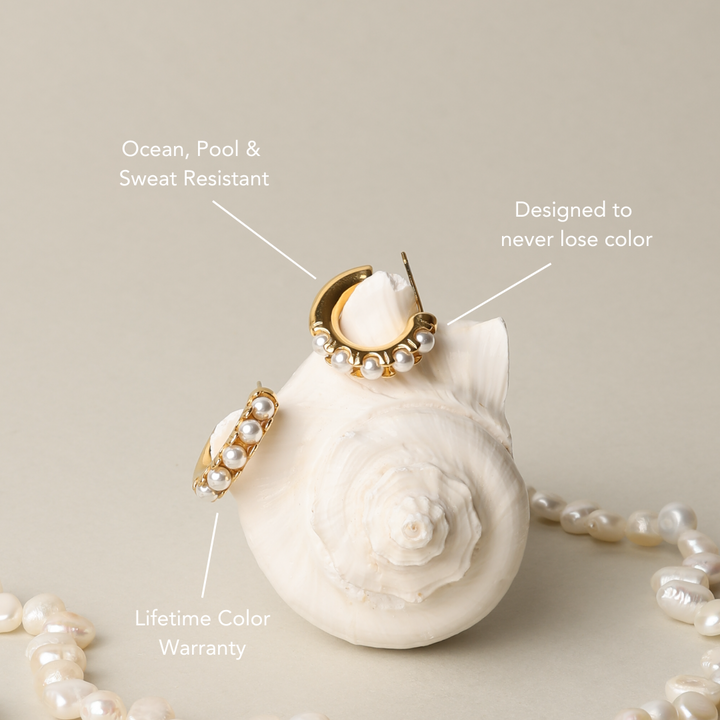 Alexis | Mini Pearl Huggies Earrings